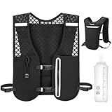 Katroiy Running Hydration Vest, Adjustable Chest Straps Running Vest for Women Men with 500ml Soft Flask, Lightweight Runners Vest Women for Hiking Trail Running Cycling Race Marathon