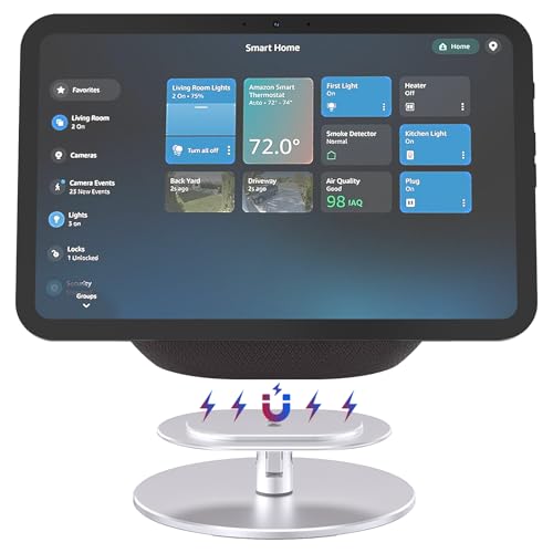 ITSHOM Stand Compatible with Echo Show 8 & Echo Show 11 Comfortable Viewing with 360 Swivel and Adjustable Tilt Desk Stand for Echo Show 8/11 Stable Aluminum Build and Non-Slip Pads (Silver)