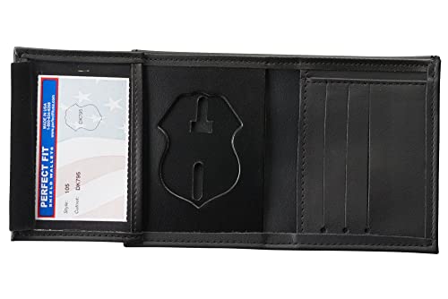 Perfect Fit Shield Wallets ATF Special Agent Badge Wallet Black Leather Hidden Badge and ID Holder (cutout dk 795)