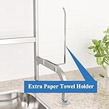 SAYZH Over The Sink Dish Drying Rack, Stainless Steel Adjustable (25.5 to 33.5 inch) 2 Tier Dish Drying Racks for Kitchen Counter with Paper Towel Holder Cup Utensil Holder Sink Caddy Hooks, Silver - Image 5