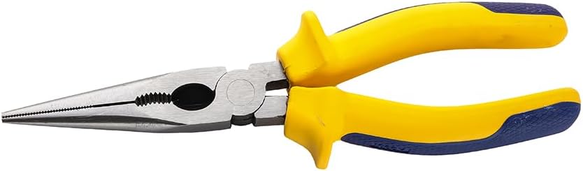 TATA AGRICO Long Nose Insulation Plier with Insulation to AC| Ideal for Cutting & Gripping Wires| High Strength Construction Shockproof Ergonomic Grip| (8 Inches/ 200 mm) - Yellow & Blue