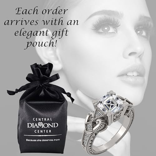 Asscher Cut Engagement Ring Pure Brilliance Zirconia, Vintage & Antique Look, Sterling Silver, 10K or 14K Gold 6