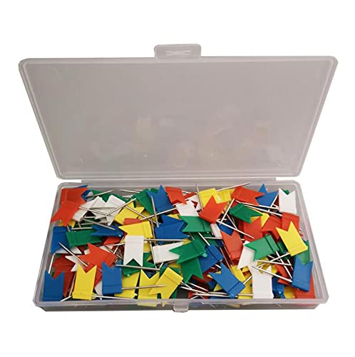 Hsthe Sea Pack of 100 Map Flag Push Pins, Marking Flags, Perfect Labelling and Overview of Maps World Maps Pin Board, Map Needle Marking Accessories, 5 Colours