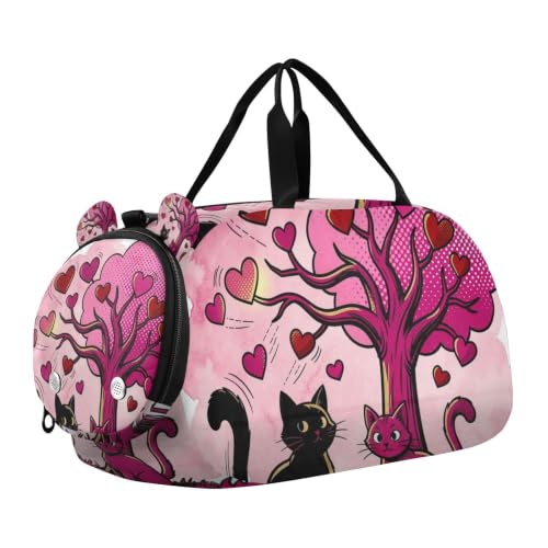 Bolsa de viaje de gran capacidad con compartimento para zapatos e impresiones de árboles