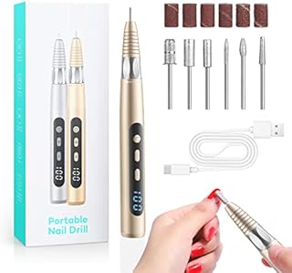 Rveltozs Electric Nail Drill Set,30000rpm Professional Nail Drill Machine for Acrylic Nails Recgargeable Cordless Nail Drill for Manicure Pedicure Portable Acrylic Nail Drill Tools Use Home Salon
