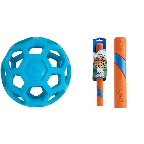 JW Pet HOL-ee Roller 3-Inch Small Rubber Dog Puzzle Ball Chuckit Ultra 12-Inch Fetch Stick Interactive Dog Toy