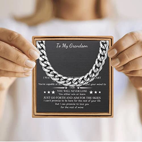 Image of JoycuFF Mens Cuban Link Chain Necklace for Boyfriend Gold Silver Stainless Steel 6MM 10MM Hip Hop Anniversary Birthday Christmas Jewelry for Men
