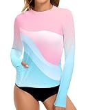 Photo Gallery sofier rash guard - costume da bagno da donna a maniche lunghe, upf 50+, protezione uv, con tasche, rosa e blu., m Photo Gallery sofier rash guard - costume da bagno da donna a maniche lunghe, upf 50+, protezione uv, con tasche, rosa e blu., m
