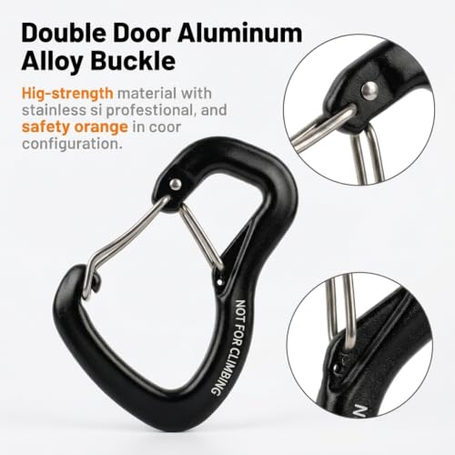 Image of Proberos Carabiner Clip Hook Heavy 8KN Aluminum Double Door Lightweight Clip for Hammock Camping Hiking Backpacking Keychain and Outdoor Use-1Pcs