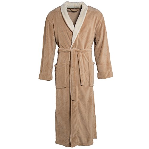 CelinaTex Nevada Peignoir De Bain Col Châle De Deux Couleurs Longue Poches Appliquées Femme Homme Unisexe Microfibre Laine Polaire de corail M beige / créme Cover