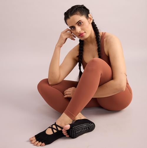 Image of Mint & Oak Pilates Socks with Grips for Women, Ankle Length Non-Slip Yoga Socks, Cotton Ideal For Yoga, Pilates, Gym, Workout, Cute Women's Gift