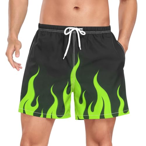 Bañador de secado rápido para hombre con entrepierna cómoda en negro y verde