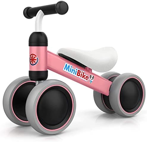 Ancaixin Baby Balance Bikes 10-24 Month Toddler Walker | Riding Toys for 1 Year Old Boys Girls | No Pedal Infant 4 Wheels Kids Bicycle | Best First Birthday Gift New Year Holiday Pink