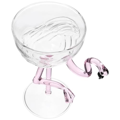 SUPVOX Copa de Cóctel Alta de Vidrio Transparente Diseño Flamenco Rosa, Copa de Vino Decorativa para Fiesta, Vaso Único para Beber y Eventos Sociales