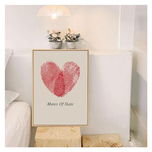 Toile coeur d'empreinte digitale symbole d'amour mural