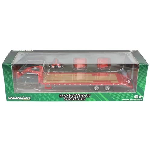 Greenlight 1/64 Gooseneck Trailer Rojo con Franjas miniatura 5