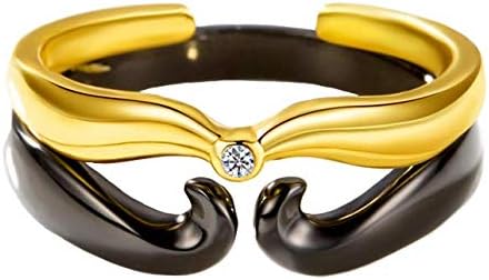 Duomei S925 Sterling Silver The Beauty The Beast Couple Rings Set for Men and Women Adjustable Size