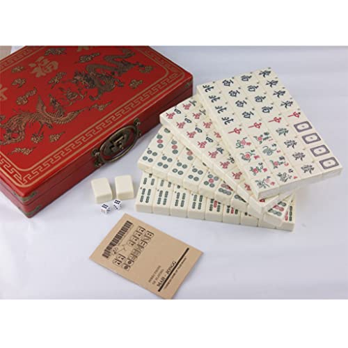 Set de Mahjong Chino,146 piezas con caja de cuero miniatura 3