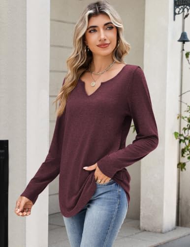 Image of Zeagoo Long Sleeve Shirts for Women Fall Tops Casual Dressy V Neck Blouses Boho Tunic Western Clothes Vacation Outfits