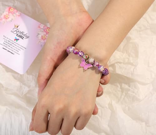 Image of Natural Stone Butterfly Cross Heart Sunflower Pendant Bracelet Suitable for Christmas New Year Valentine'S Day Birthday Bracelet Gifts