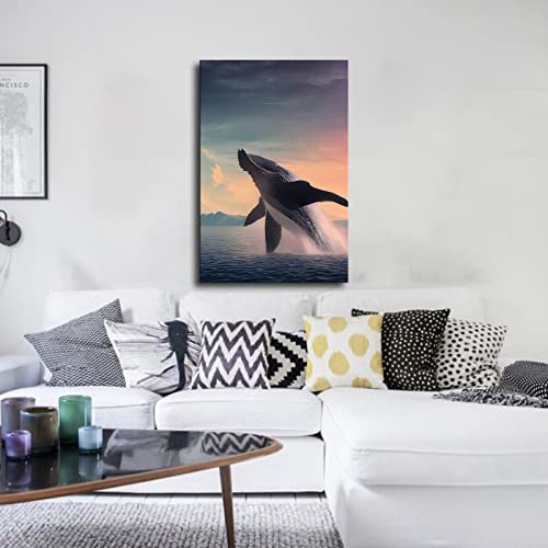 Wall Decor Whale Out Of Water By Anthony Casey Poster Wall Art Printing Picture Canvas Home Decor Room Decor Painting (24X36Inch-No Framed) #TOP1