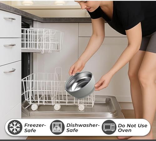 Image of NYALA Stainless Steel Toddler Plates Silicone Suction, Non-Slip Baby Plates BPA Free,Unbreakable Dishwasher Safe (Grey, Bowl)