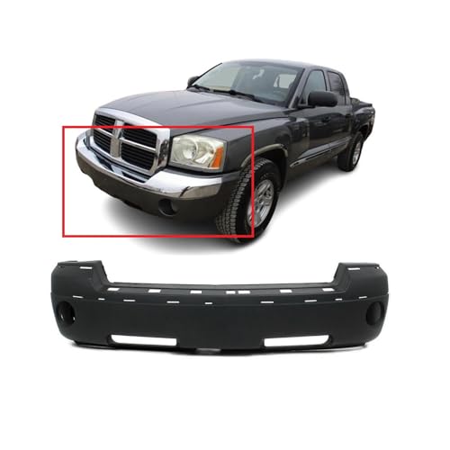 Image of FitParts Compatible with Dodge Dakota 2005-2007 Front Bumper Cover | Textured, With Fog Light Holes, Without Tow Hook Hole, OEM 1GE95CD7AA, CH1000894