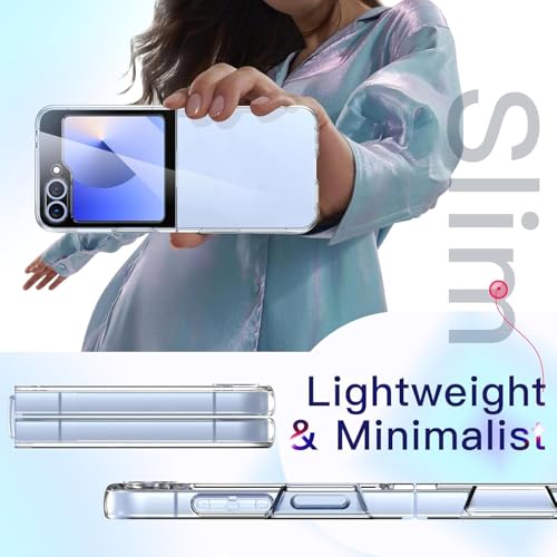 Image of SQUIF Case for Samsung Galaxy Z Flip 6 (2024), Transparent Back Cover with Drop & Camera Protection (Clear)