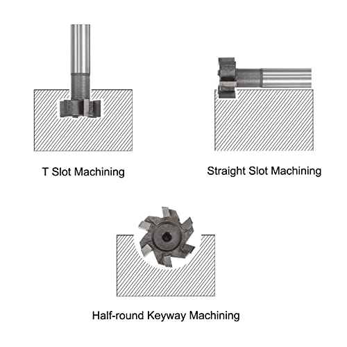 Image of uxcell T-Slot Milling Cutters, 10mm Depth 25mm Cutting Dia 12mm Shank Tungsten Carbide Tip 6 Flutes T Slot End Mill for Stainless Steel Copper Aluminum