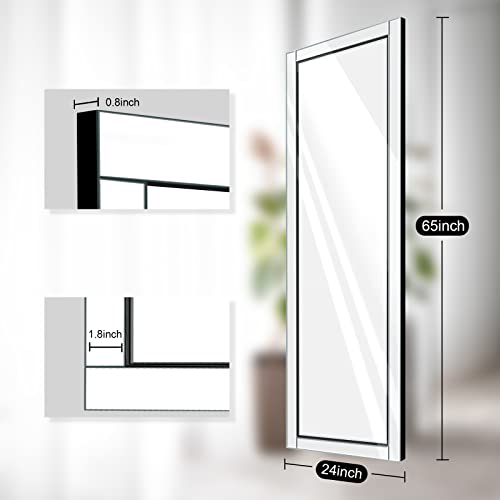 Image of Syndra 65x24 Full Length Wall Mirror, Large Rectangle Mirrors with Reflect Frame, Wall Mounted /Hanging, Full Body Mirror for Bedroom, Living Room, Bathroom, Dressing Room & Gym Decor