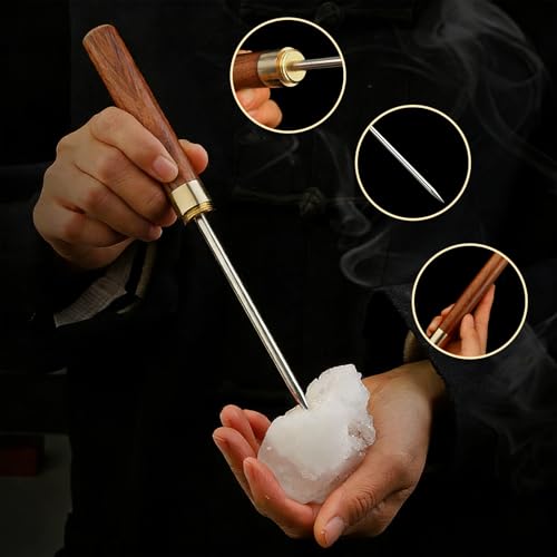 Wood Handle Ice Pick, 8.7 Inch Stainless Steel Ice Picks for Breaking Ice with Protective Cover for Bar and Kitchen