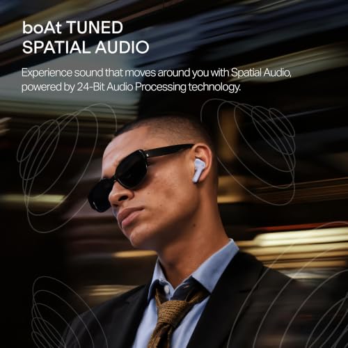 Image of boAt 2026 Launch Airdopes Prime 300 with Spatial Audio, 60 Hrs Battery, Quad Mics AI-ENx Technology, Multi Connectivity, 11mm Drivers, ASAPTM Charge, in-Ear Detection, Bluetooth v6.1 (Sonic Lavender)