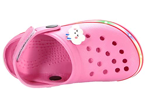 Xpkws Kids' Clogs Boys Girls Led Garden Shoes Light Up Sandals Slip On Quick Dry Beach Slippers (Pink, 10.5 Little Kid / 28) #TOP1
