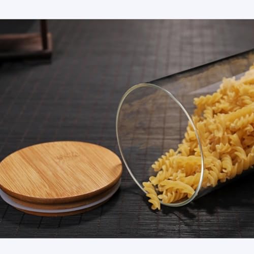 Kit 3 Potes De Vidro Tampa De Bambu 1Litro Potes Hermetico 1000 ML