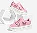 LUCKY STEP Women's Chunky Fashion Sneakers High Platform Rhinestone Butterfly Casual Faux Leather Durable Walking Tennis Shoes(Pink,6)