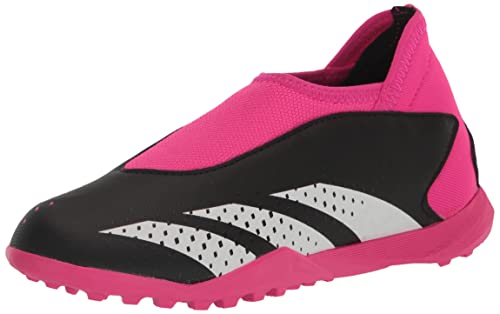 adidas Unisex Predator Accuracy.3 Turf Football Boots - Kids Football Boots, Black White Team Shock Pink Laceless, 10.5 UK