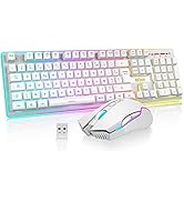 RedThunder K10 Ensemble Clavier et Souris sans Fil Gamer Rétroéclairé, AZERTY FRANÇAIS, 2,4 GHz C...
