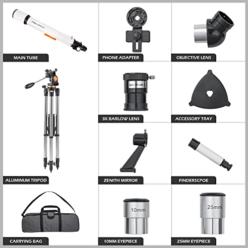 Telescope, Telescopes for Adults Astronomy, 70mm Aperture 700mm, German Technology Scope, Refractor Telescope for Beginners with Finderscope, Tripod, Phone Adapterto Viewing Planets and Stars - Thumbnail 7