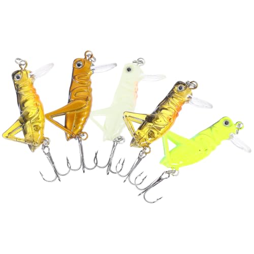 5pcs Grasshopper Fishing Lure 3.3cm 3g Plastic Floating Bait
