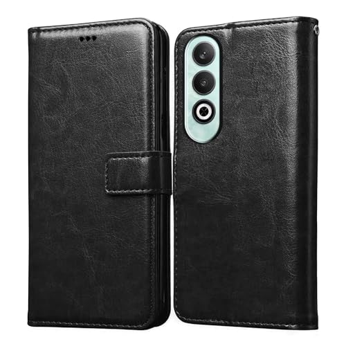 Image of Amazon Brand - Solimo Flip Leather Mobile Cover (Soft, Flexible & Kickstand Back case) Compatible for OnePlus Nord CE4 5G (Black)
