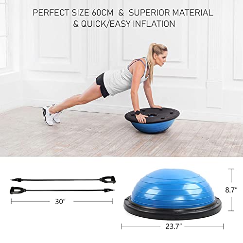 Ritfit Balance Ball Trainer For Yoga,Fitness,Strength Exercise With Air Pump, Resistance Bands, Free Exercise Wall Chart (Blue) #TOP1