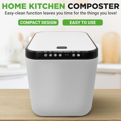NutriChef Electric Kitchen Composter | 3 Quart Food Recycler | Food Waste Compost Bin for Countertop | 1 Button to Compost, Easy to Clean Composter Bucket | Low Noise, Odorless & Auto Clean | White by NutriChef - Image 5