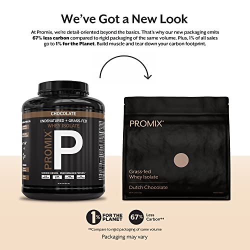 Promix Whey Protein Isolate Powder, Chocolate - 5Lb Bulk - Grass-Fed & 100% All Natural - ­Post Workout Fitness & Nutrition Shakes, Smoothies, Baking & Cooking Recipes - Gluten-Free & Keto-Friendly #TOP1