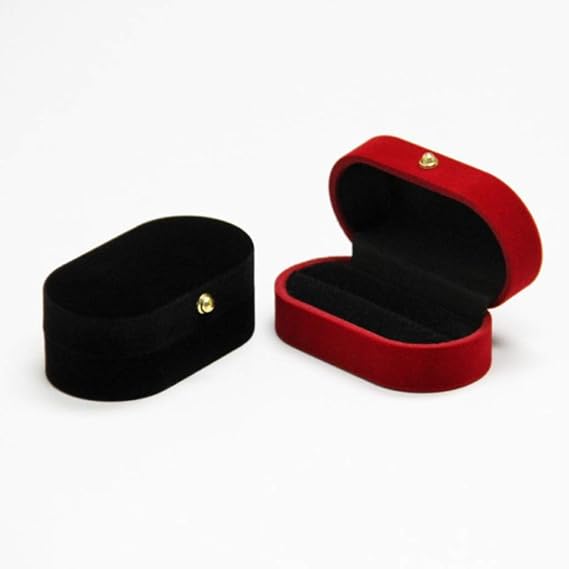 Portable Double Rings Box Display Jewelry Gift Holder Wedding Engagement Ring Case Organizer for Women Black