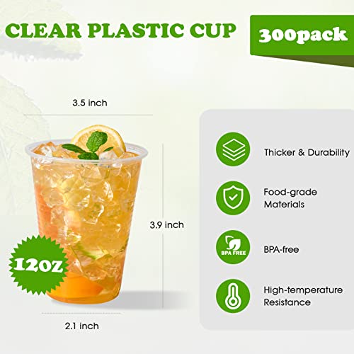 Lilymicky 300 Pack 12 oz Clear Plastic Cups, Cold Disposable Plastic Drinking Cups for Parties, Picnic, BBQ, Travel, and Events by Lilymicky - Image 2