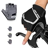 Cycling Gloves - Motorcycle/Mountain Bike - Half-Finger Workout Gloves Road Bicycle Glove for Men or Women Black M
