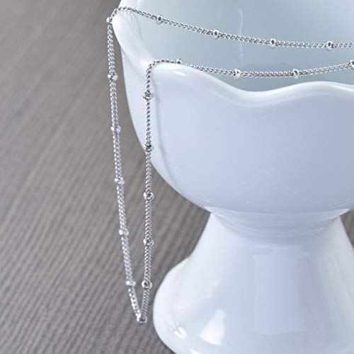 12Pcs Silver Plated Brass Curb Chain Satellite Beaded Chains Bulk For Jewelry Making (18 Inch(1.5Mm)) #TOP3