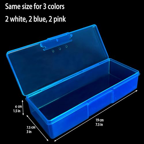 Image of CHSZCHOMER 6-Pack Nail Storage Organizer with Breathable Lid, 7.5 inch x 3 inch x 1.5 inch Pink Blue Clear Plastic Box Case, Small Nail Tool Organizer Case for Nail Files, Makeup Brushes, Combs, Press on Nails