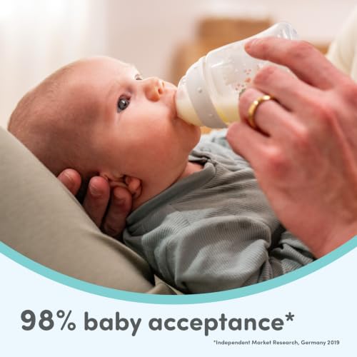 Image of NUK First Choice Smooth Flow Anti-Colic Bottle, Peach, 10 oz. Baby Bottle with SafeTemp Temperature Indicator, Newborn Essentials, 4-Pack