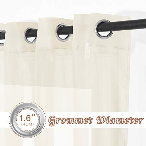 Image of NICETOWN Sheer Curtains for Kitchen - Solid Window Treatment Voile Panels for Bedroom (One Pair, W54 x L63, Cream Beige)